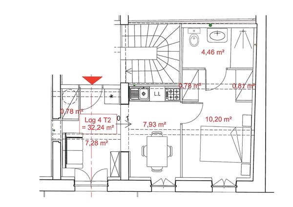 Appartement T2 avec balcon et parking, centre Villefranche De Lauragais