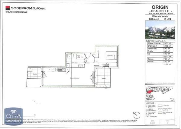 Appartement à louer 2 pièces 52.31m²