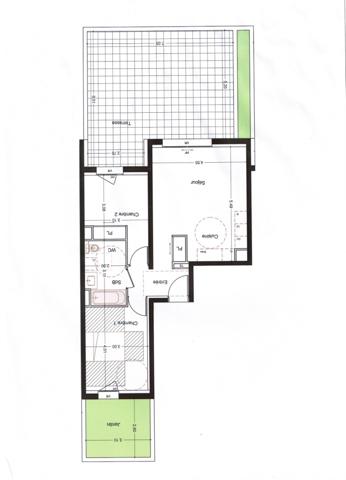 Appartement 3 pièces de 60 m² avec 2 terrasses