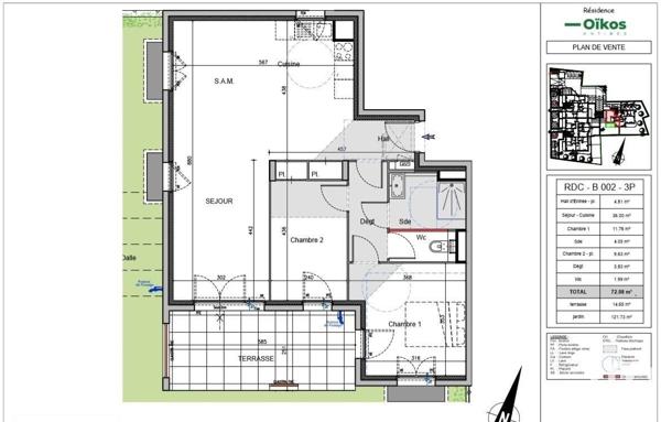 Appartement à vendre 3 pièces 72 m² Antibes