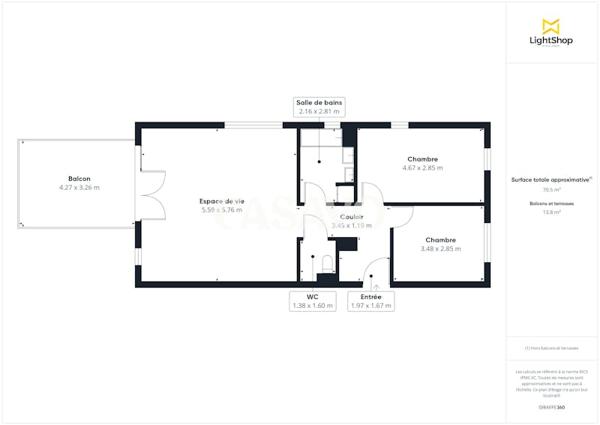Vente Appartement 3 pièces de 71m² - 33440 Ambarès-et-Lagrave
