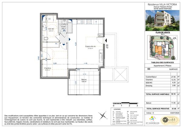 Appartement Saint Raphael 2 pièce(s) 50 m2