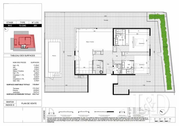 T3 prestige avec 2 suites et piscine privative