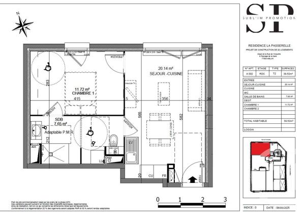Appartement F2 à vendre  2 pièces - 39,52 m2 MELUN - 77