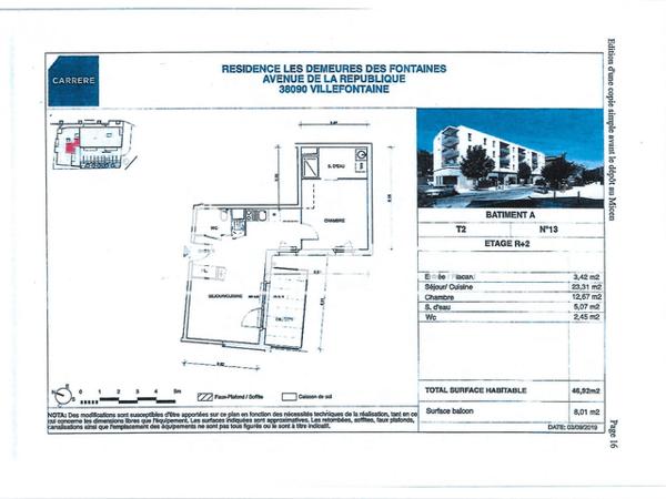 Location Appartement 2 pièces 46.92 m² - 186 AVENUE DE LA REPUBLIQUE - RESIDENCE DEMEURE DES FONTAINES Villefontaine 38090