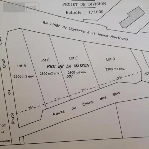 Achat - Terrain à bâtir | Terrain à bâtir Nozières 18200 2300 m 2