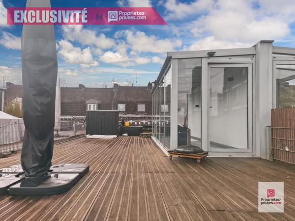 ROUBAIX proche Parc Barbieux/Place du Travail, magnifique LOFT avec 2 chambres, magnifique terrasse, 2 places de parking