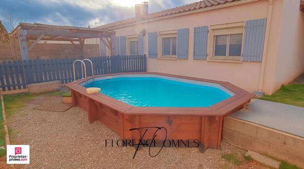 Maison 93m2  Plain-pied-  3 chambres - Jardin - Piscine -  FONTIES D'AUDE - 199500