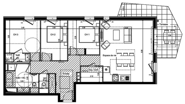 Appartement à vendre 4 pièces 92 m² Ville-la-Grand