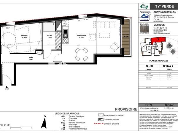 Location Appartement 2 pièces 50.1 m² - 2 RUE GLAIS BIZOIN Rennes Cedex 35000