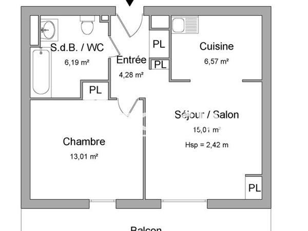 Location Appartement 2 pièces 45.1 m² - ILOT F Brest 29200