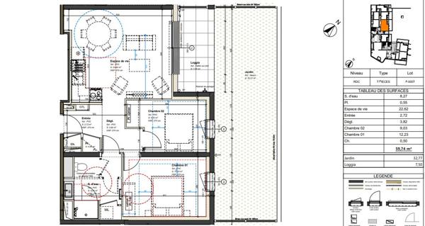 Appartement T3 Neuf Avrillé 59,74m² DISPONIBLE DE SUITE
