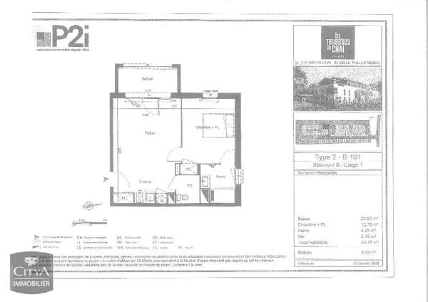 Appartement à louer 2 pièces 43.15m²