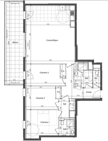 Saint-Grégoire (35760) SAINT GREGOIRE - APPARTEMENT T4 AVEC BALCON - RESIDENCE DE STANDING