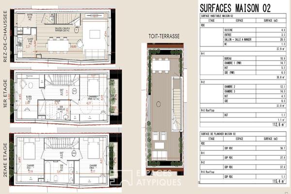 Maison neuve avec toit terrasse