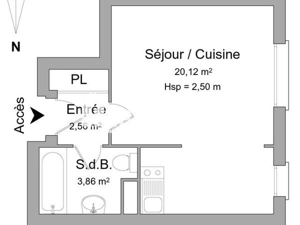 Location Studio 26.54 m² - 5 PLACE MAURICE BERTEAUX Chatou 78400