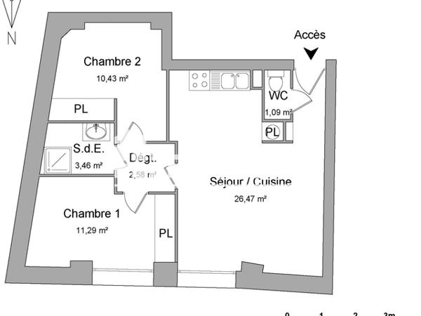 Location Appartement 3 pièces 54.4 m² - 20 RUE NOTRE DAME Vitre 35500