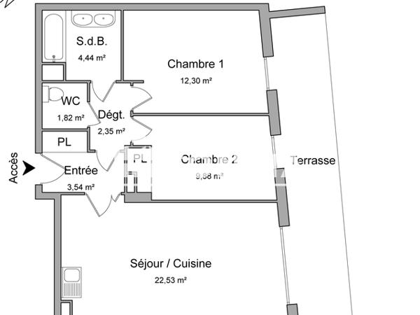 Location Appartement 3 pièces 56.86 m² - BATIMENT A Marseille 13008