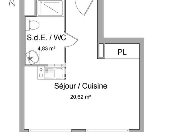 Location Studio 25.45 m² - 78 RUE ANATOLE FRANCE Villeurbanne 69100