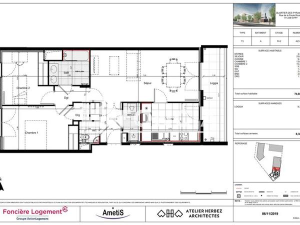 Location Appartement 3 pièces 74.7 m² - 201 RUE DE LA POULE ROUSSE Evry 91000