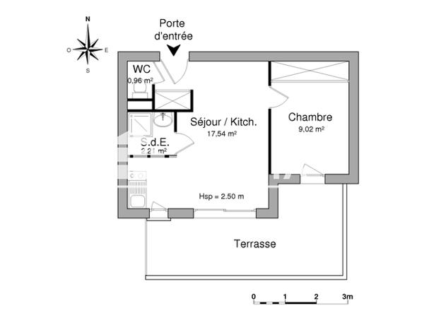 Location Appartement meublé 2 pièces 29.73 m² - LA ROCHELIERE 3 - APPART D26 - 14 RUE DE LA SOLE La Rochelle 17000