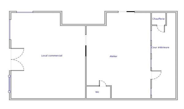 Millau (12100) Local commercial avec cours privative de 52m²