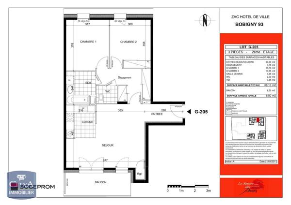 Appartement à louer 3 pièces 68.1m² Bobigny (93000)