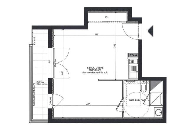 Appartement 1 pièce                                        - 44600 Saint-Nazaire - CENTRE VILLE - GARE Réf : 3697