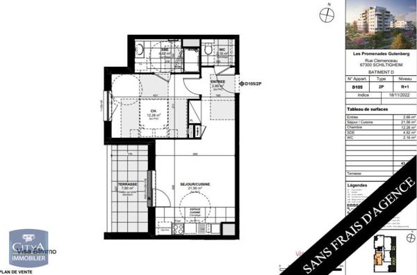 Location appartement Schiltigheim (67300) 2 pièces 43.46m²