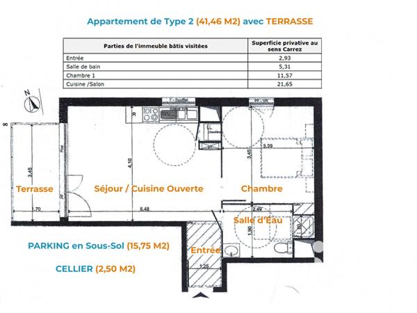 Appartement à vendre 2 pièces 41,46 m² Tours