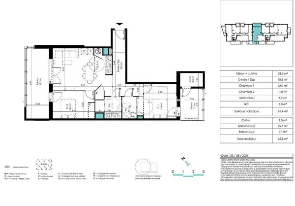 Appartement 3 pièces - 65 m²