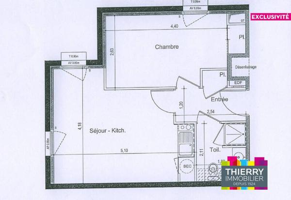 Appartement 2 pièces - 44300 Nantes -  Jonelière