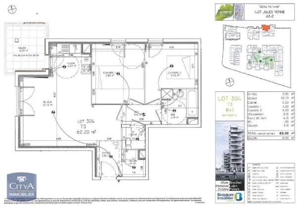 Appartement à louer 3 pièces 62.2m² Bordeaux (33300)