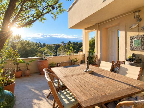 Sur les hauteurs de Cagnes-sur-Mer, dans un environnement résidentiel très recherché, à proximité des commodités, découvrez cet appartement/villa en copropriété de 4 lots, Sans charges, offrant de beaux volumes, un extérieur rare, le tout au calme avec vue verdure.
Avec 109 m² Loi Carrez et 152 m² habitables, ce bien séduira celles et ceux qui recherchent l’espace et un cadre de vie privilégié, tout en restant à proximité de la vie quotidienne.
L’accès à l’appartement se fait par une terrasse de 32 m² exposée Ouest, qui offre dès l’arrivée une atmosphère paisible et verdoyante.
Dès l’entrée, vous découvrez une pièce de vie lumineuse et conviviale de 48 m², avec cuisine américaine aménagée.
Une arrière-cuisine/buanderie d’environ 16 m² complète l’espace cuisine et offre un espace fonctionnel pour le quotidien et le rangement.
L’espace nuit propose une grande chambre de 19 m², bénéficiant d’un aménagement mural XXL sur toute la hauteur. Depuis cette chambre, on accède directement à une terrasse filante.
Une seconde pièce, accessible par deux accès, peut être utilisée selon les besoins : chambre d’amis, grand dressing, bureau, salle de sport ou espace de loisirs. (Cette pièce ne dispose pas de fenêtre.)
Vous profiterez également d’une salle de bains contemporaine et actuelle, équipée d’une baignoire et d’une douche à l’italienne.
La terrasse filante donne accès au terrain privatif d'une surface de 1680m² organisé en trois restanques, offrant différentes possibilités d’aménagement et d’usage : coin détente à l’abri des regards, piscine hors-sol, espace de jeux pour les enfants, potager… 
L’une des restanques accueille également un chalet de jardin, pouvant être aménagé selon vos besoins et vos envies : atelier, espace de rangement, coin loisirs, bureau ou dépendance  d'Ado.
L’accès à la résidence est sécurisé. Le bien dispose d’une place de parking privative et d’une cave.
Assainissement tout à l'égout.

! Aucun travaux
! Aucune charge

Un environnement calme et verdoyant, tout en restant proche des commodités et des principaux axes.
Un bien atypique, plein de potentiel, idéal pour ceux qui recherchent de l’espace, des extérieurs et une véritable qualité de vie.
À visiter sans tarder !