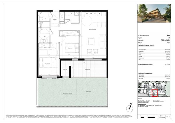Appartement T3 à vendre  3 pièces - 71,10 m 2   BAILLARGUES  - 34