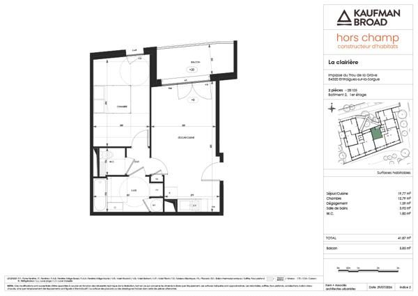A VENDRE Appartement Entraigues Sur La Sorgue  NEUF 2 pièce(s) 41.86 m2