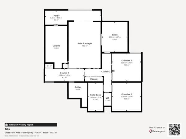 Appartement 86m² Faux T4 + stationnement privatif
