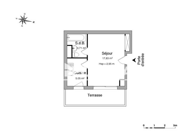 Location Studio 26.59 m² - 05 RUE DU CHEMIN VERT Caen 14000