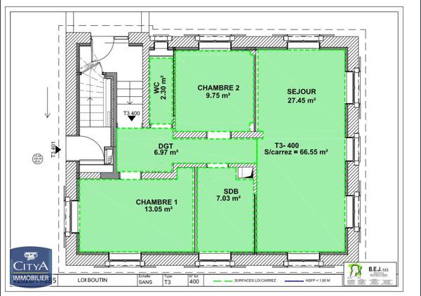 Appartement à louer 3 pièces 66.55m²