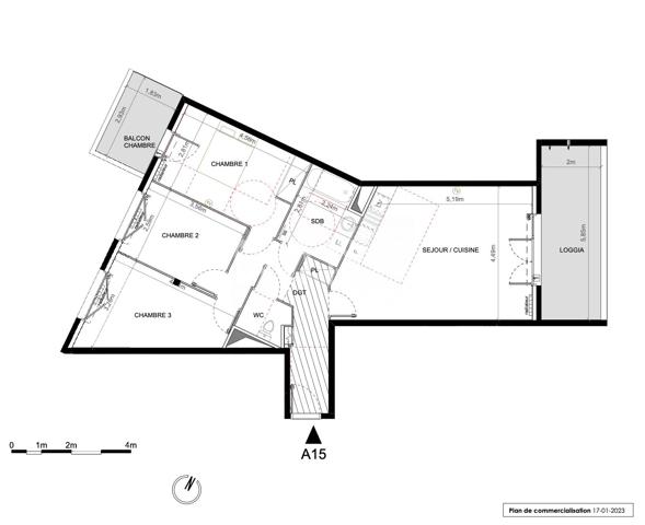 T4 79 m² avec loggia et balcon – Montpellier Celleneuve