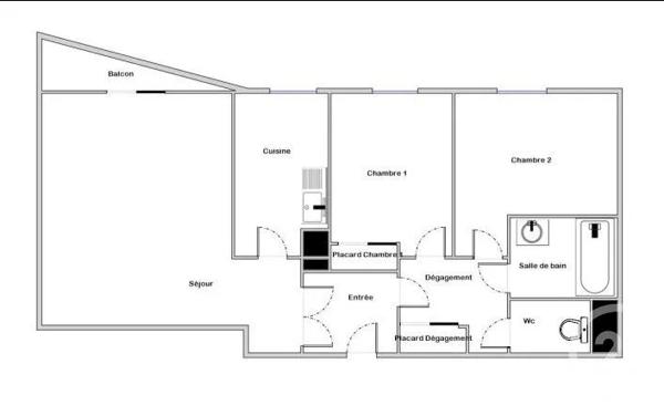 Appartement F3 à vendre  3 pièces - 61 m 2   MANTES LA JOLIE  - 78