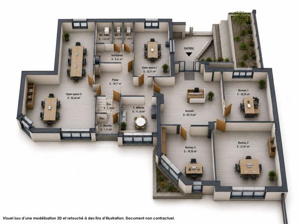Bâtiment de bureaux entièrement rénovés - À louer - 323 m2 - Est Métropole - Parc Archimède