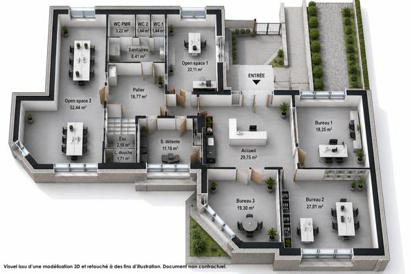Bâtiment de bureaux entièrement rénovés - À louer - 323 m2 - Est Métropole - Parc Archimède