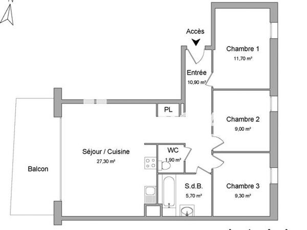 Location Appartement 4 pièces 75.8 m² - BATIMENT C Strasbourg 67200
