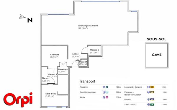 Appartement à vendre    2 pièces • 35,91 m2 Paris 14