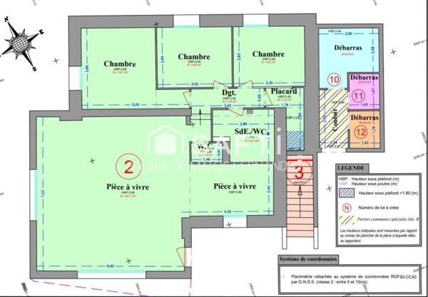 Rez de jardin, 2 place de parking, cave
