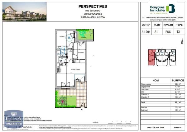 Appartement à louer 3 pièces 66.1m² Chartres (28000)