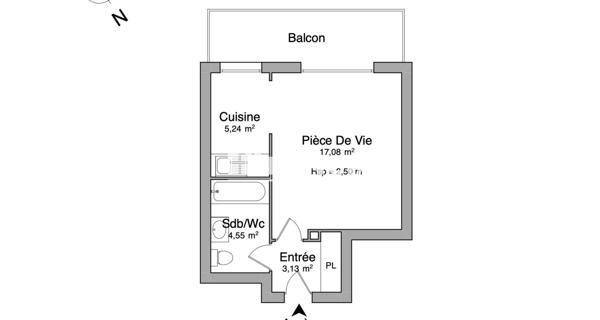 Location Studio 30 m² - Puteaux 92800