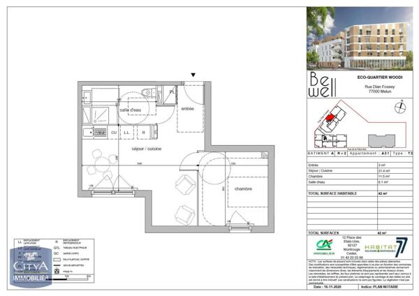 Appartement à louer 2 pièces 42m²