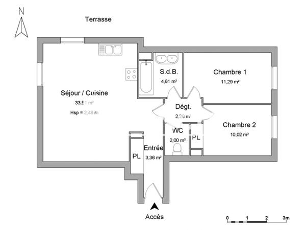 Location Appartement 3 pièces 67.07 m² - 73 RUE FONTAINE BLANCHE Chambray Les Tours 37170
